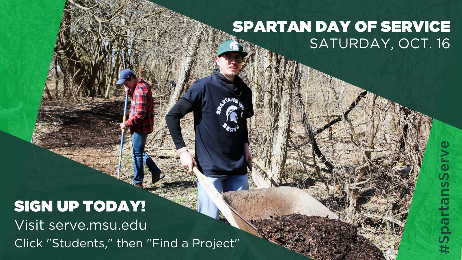 Spartan Day of Service is on Saturday Oct. 16, visit serve.msu.edu to sign up!